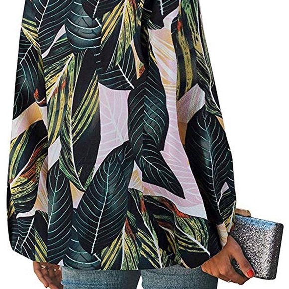 New Floral Print V Neck Lantern Sleeve Boho Blouse - Picture 3 of 5